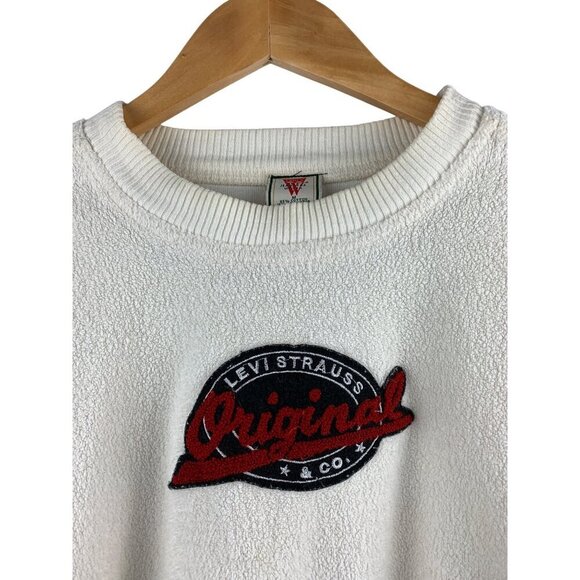 Rare Vintage Levis Womens M Cream Sherpa Cropped Sweatshirt - Picture 3 of 4